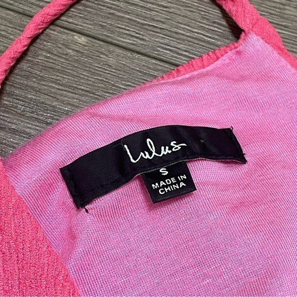 Lulu's Break the Rules Pink Ruched Asymmetrical Midi Dress Sleeveless Sz S - Picture 9 of 10